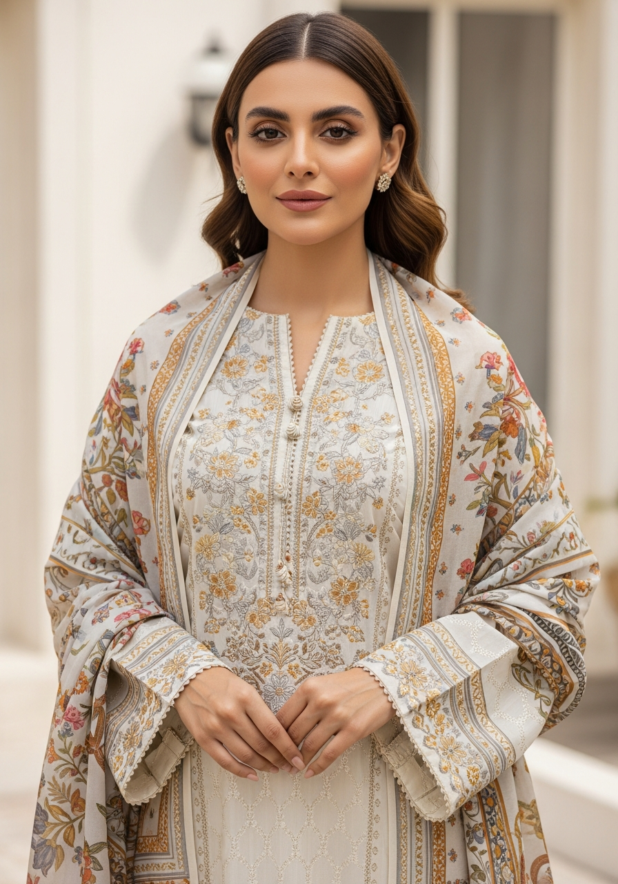 Roza Embroidered Lawn 3-Piece